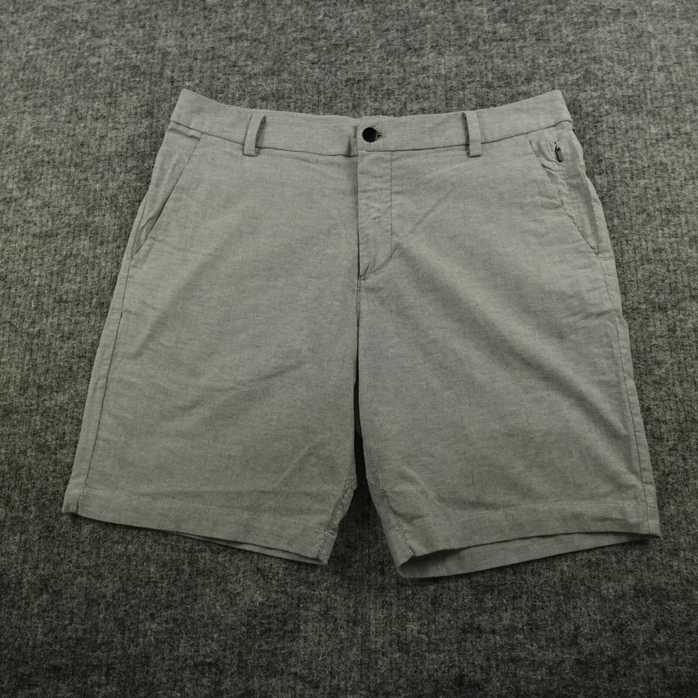 lululemon Commission Short Mens 33 Gray Qwick Oxfords 9" Inseam‎ Outdoor